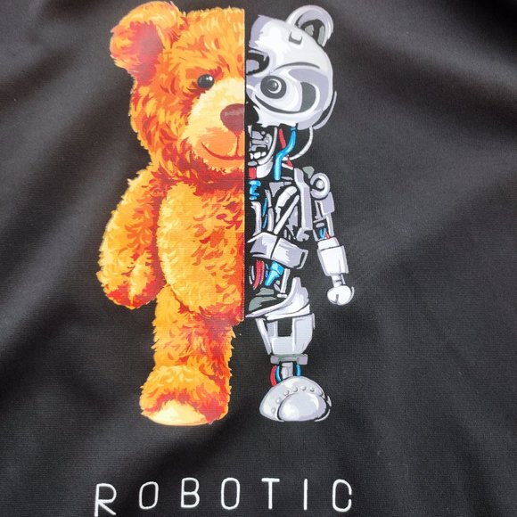 Shein Robotic Bear black pull over hoodie youth size eu 164 us 13-14 - Picture 2 of 4